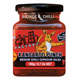 The Chilli Factory Kangaroo Punch Medium Chilli Capsicum Salsa. Australian Hot Sauce sold by Blonde Chilli Australia.