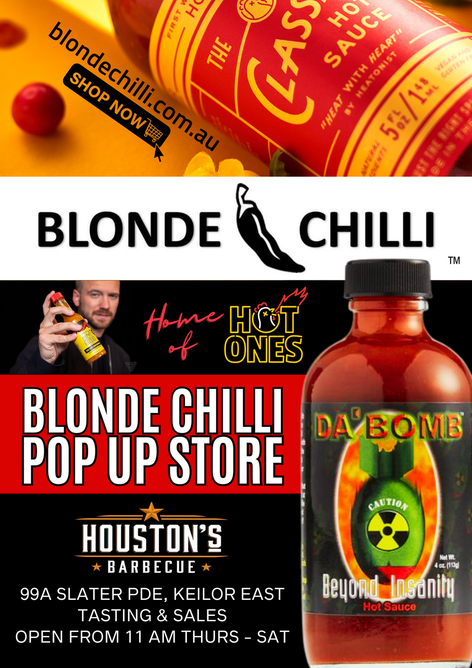 blonde chilli pop up store at houston's barbecue. 99a slater pde, keilor east VIC