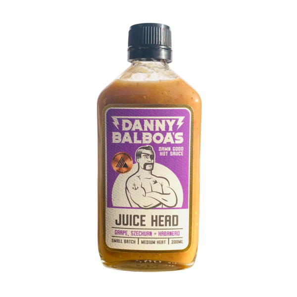 Danny Balboa's JUICE HEAD - Grape, Szechuan and Habanero Hot Sauce, 200ml bottle