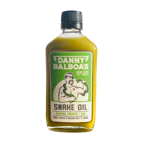 Danny Balboa's SNAKE OIL - Jalapeno, Pineapple + Lime Hot Sauce, 200ml bottle