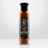 A 245ml bottle of Grumpy Gary's The Ripper Hot Sauce on a white background.