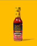 Bottle of Hot Ones Pickeled Garlic Sriracha hot sauce on a yellow background - buy online Australia | Blonde Chilli