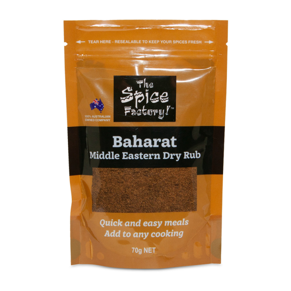 The Spice Factory Baharat Middle Eastern Dry Rub. Buy it at Blonde Chilli, Australia. Buy wholesale and retail from Blonde Chilli Australia.