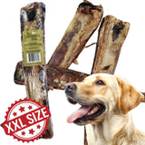 Whole beef rib with 'The Farmer's Dog' label and a dog in the foreground. XXL SIZE logo in bottom left corner.