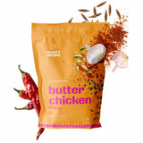 30g sachet of Aunty Jenny Butter Chicken Blend surrounded by spices. Available to buy online in Australia at Blonde Chilli.