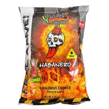 A 50g bag of Blairs 'Habanero' cauldron cooked kettle style potato chips. Available to buy in Australia at Blonde Chilli.