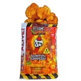 A 50g bag of Blair's Scorpion Espresso Cauldron Cooked Potato Chips with chips spilling out of the top. buy online in Australia at Blonde Chilli.