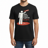 Man modeling Blair's SEE FEEL TASTE BURN t-shirt - cropped