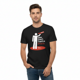 Man modeling Blair's SEE FEEL TASTE BURN t-shirt