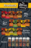 Promo Poster for THE SPICE FACTORY range of seasonings, Rubs, Curry mixes and Salt Grinders