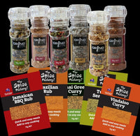 THE SPICE FACTORY range of seasonings, Rubs, Curry mixes and Salt Grinders