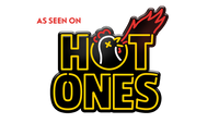 As Seen On Hot Ones logo. But Hot Ones sauces in Australia only at Blonde Chilli.