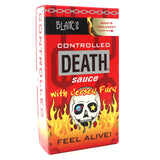Blair's ALL NEW Controlled Death Sauce. Box View. Available in RED.