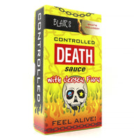 Blair's ALL NEW Controlled Death Sauce. Box View. Available in YELLOW.