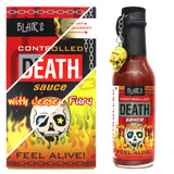 Blair's Death Sauce - Controlled Death - with 10.3 million scoville exctract included in the pack. Control your heat level!! Available to buy in Australia at Blonde Chilli.  Available in Black, Yellow, and Red,