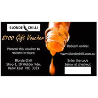 Blonde Chilli $25 Gift Voucher for use in-store and online at Blonde Chilli, Australia.
