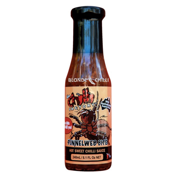The Chilli Factory Funnelweb Bite Hot Sweet Chilli Sauce. Australian Hot Sauce sold by Blonde Chilli Australia.