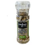 Grind It! Salt, Smokey BBQ and Chilli. 50g NET salt in a handy grinder.