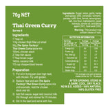 The Spice Factory Thai Green Curry rear of packet