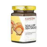 KANSOM AUSTRALIA Scallop Sea Sauce Made with Australian Wild Scallops. 180ml glass jar. Side View.