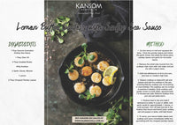 Recipe for Lemon Butter Scallops with Scallop Sea Sauce.
