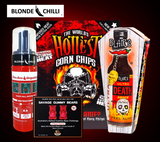 Blonde Chilli World's Hottest Pack - Corn Chips, Gummy Bears, Meet Your Maker and Fire Asstinguisher