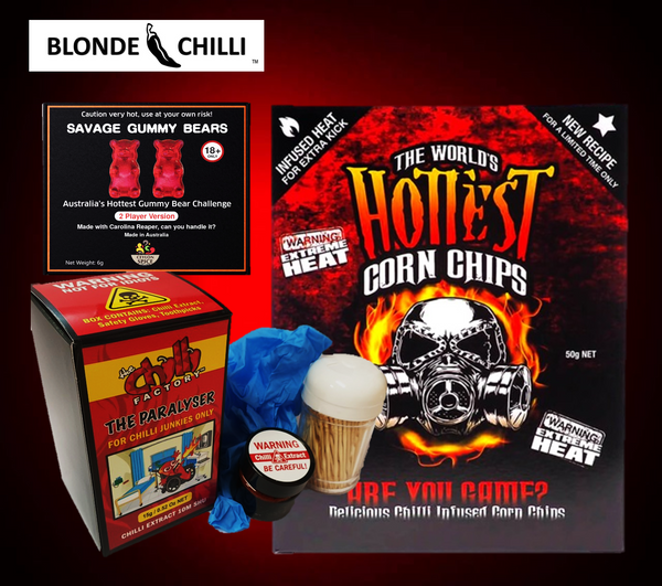 Blonde Chilli World's Hottest Pack - Corn Chips, Gummy Bears and The Paralyser