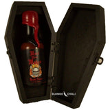 The World's Hottest Sauce - Meet Your Maker - Available to buy in Australia at Blonde Chilli. Open Coffin View.