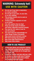 WARNING on rear of box and instructions on how to use product